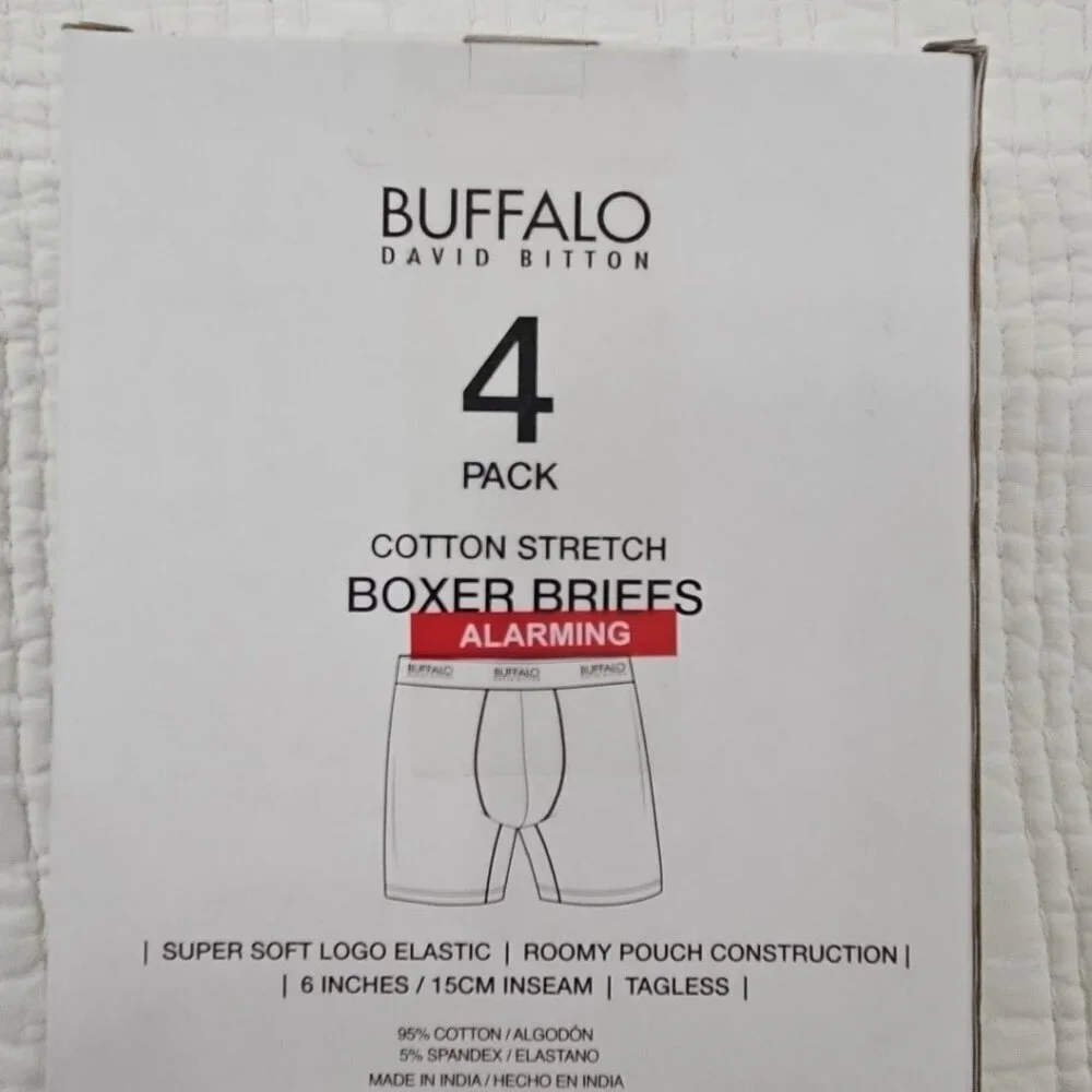 Buffalo David Bitton 4-Pack Boxer Briefs Men's‎ S (28-30) Grey Black NIB Stretch